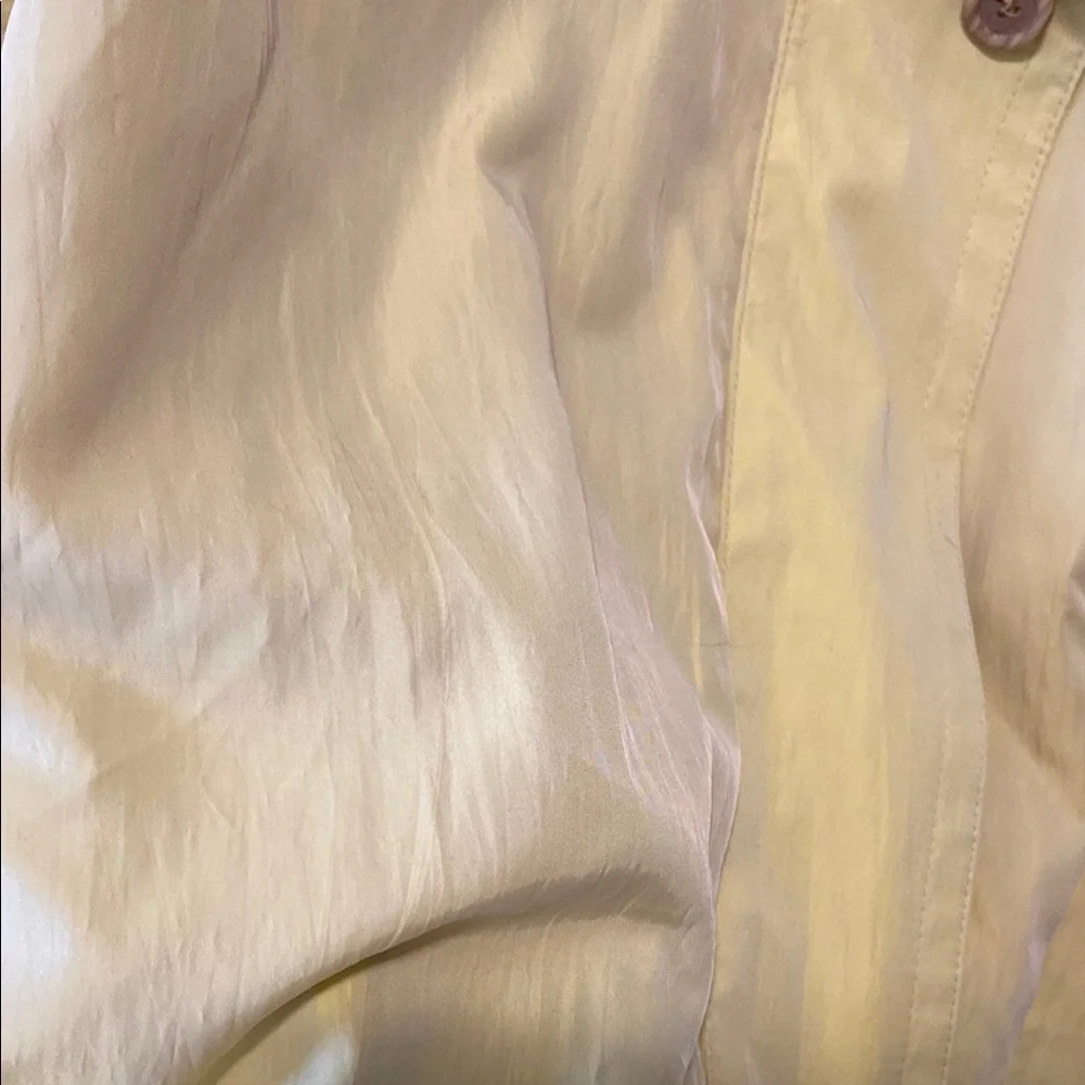 Vintage women’s Yellow Trench Coat iridescent long lined pockets - Picture 2 of 16